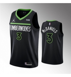 Men Minnesota Timberwolves 3 Jaden McDaniels Black Statement Edition Stitched Jersey