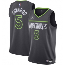 Men Minnesota Timberwolves 5 Anthony Edwards Black Statement Edition Stitched Jersey