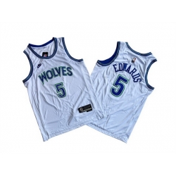 Men Minnesota Timberwolves 5 Anthony Edwards White City Edition Stitched Jersey