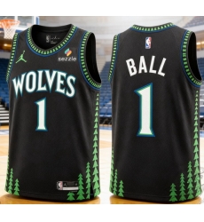 Men Minnesota Timberwolves LaMelo Ball #1 Black Forest Stitched NBA Jersey