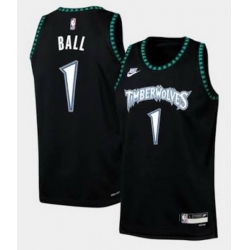 Men Minnesota Timberwolves LaMelo Ball #1 Black Stitched NBA Jersey