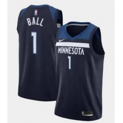 Men Minnesota Timberwolves LaMelo Ball #1 Navy Blue Stitched NBA Jersey