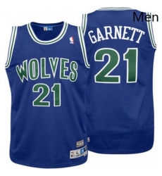 Mens Adidas Minnesota Timberwolves 21 Kevin Garnett Authentic Blue Throwback NBA Jersey