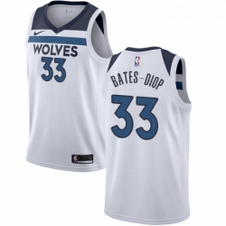 Mens Nike Minnesota Timberwolves 33 Keita Bates Diop Swingman White NBA Jersey Association Edition 