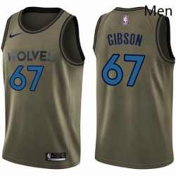 Mens Nike Minnesota Timberwolves 67 Taj Gibson Swingman Green Salute to Service NBA Jersey 