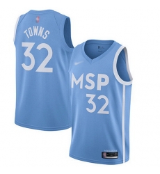 Timberwolves  32 Karl Anthony Towns Blue Basketball Swingman City Edition 2019 20 Jersey