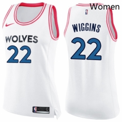 Womens Nike Minnesota Timberwolves 22 Andrew Wiggins Swingman WhitePink Fashion NBA Jersey