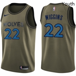 Youth Nike Minnesota Timberwolves 22 Andrew Wiggins Swingman Green Salute to Service NBA Jersey