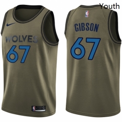 Youth Nike Minnesota Timberwolves 67 Taj Gibson Swingman Green Salute to Service NBA Jersey 