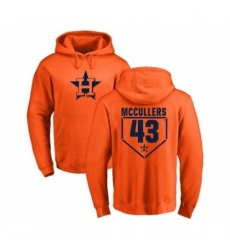 Men MLB Nike Houston Astros 43 Lance McCullers Orange RBI Pullover Hoodie