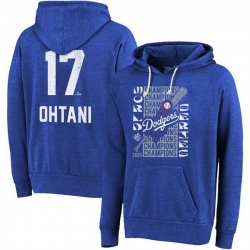 Men Los Angeles Dodgers 17 Shohei Ohtani Royal 2025 World Series Champions Name  26 Number Tri Blend Hoodie