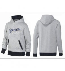 MLB Men Nike Milwaukee Brewers Pullover Hoodie GreyBlack