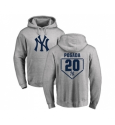 Men MLB Nike New York Yankees 20 Jorge Posada Gray RBI Pullover Hoodie