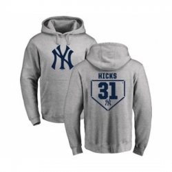 Men MLB Nike New York Yankees 31 Aaron Hicks Gray RBI Pullover Hoodie