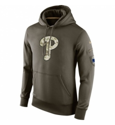 MLB Men Philadelphia Phillies Nike Olive Salute To Service KO Performance Hoodie