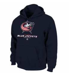 NHL Mens Columbus Blue Jackets Majestic Critical Victory VIII Fleece Hoodie Navy Blue