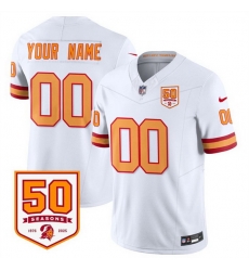 Men Women Youth Tampa Bay Buccaneers Active Player Custom White 2025 F U S E 50th Anniversary Patch Vapor Limited Stitched Jersey Men Women Youth Tampa Bay Buccaneers Active Player Custom White 2025 F U S E 50th Anniversary Patch Vapor Limited Stitched Jersey
