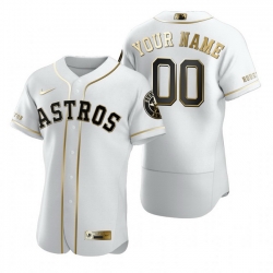 Men Women Youth Toddler All Size Houston Astros Custom Nike White Stitched MLB Flex Base Golden Edition Jersey