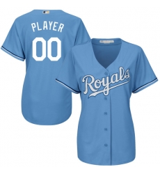 Men Women Youth All Size Kansas City Royals Majestic Light Blue Cool Base Custom Alternate Jersey