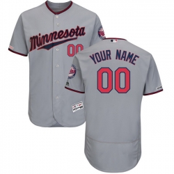 Men Women Youth Toddler All Size Minnesota Twins Majestic Gray Road Flex Base Authentic Collection Custom Jersey