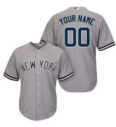 Men Women Youth All Size New York Yankees Majestic Gray Road Cool Base Custom Jersey II