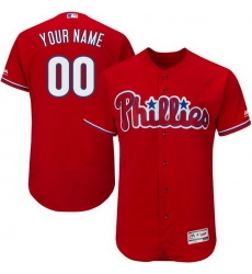 Men Women Youth All Size Philadelphia Phillies Majestic Alternate Scarlet Flex Base Custom Jersey Authentic