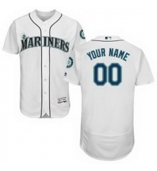 Men Women Youth All Size Seattle Mariners Majestic Home White Flex Base Authentic Collection Custom Jersey