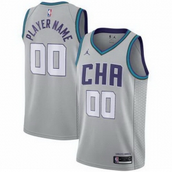 Men Women Youth Toddler Charlotte Hornets Custom Gray Nike NBA Stitched Jersey