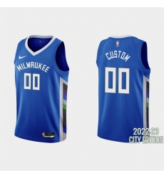 Men Women Youth Milwaukee Bucks Active Player Custom 2022 23 Blue City Edition Stitched Basketball Jersey