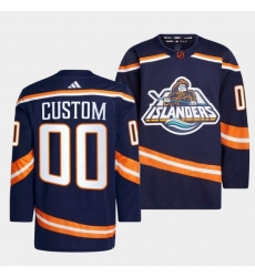 Men Women Youth New York Islanders Custom Navy 2022 23 Reverse Retro Stitched Jersey