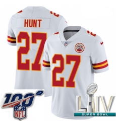 2020 Super Bowl LIV Youth Nike Kansas City Chiefs #27 Kareem Hunt White Vapor Untouchable Limited Player NFL Jersey