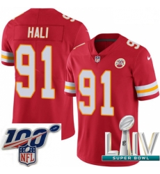 2020 Super Bowl LIV Youth Nike Kansas City Chiefs #91 Tamba Hali Red Team Color Vapor Untouchable Limited Player NFL Jersey