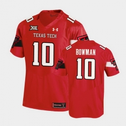 Men Texas Tech Red Raiders Alan Bowman Replica Red Football Team Jersey