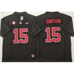 Men Alabama Crimson Tide Black #15 TY SIMPSON Stitched F U S E NCAA Jersey