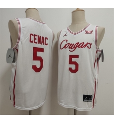 Men Houston Cougars  5 Chris Cenac Jr  White Stitched Football Jersey