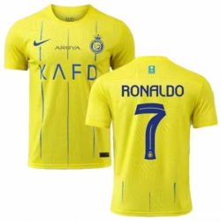 Men Al Nassr 7 Cristiano Ronaldo Yellow 2024 Home Soccer Jersey