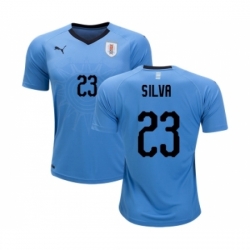 Uruguay #23 Silva Home Soccer Country Jersey