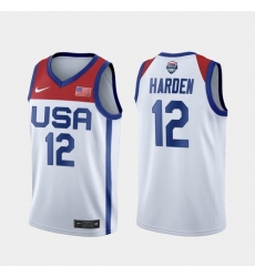 Men's USA Team James Harden Home White 2021 Tokyo Olympics Jersey