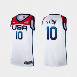 Men's USA Team Jayson Tatum Home White 2021 Tokyo Olympics Jersey II