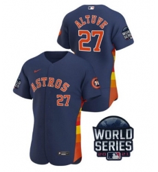 Men Houston Astros 27 Jose Altuve 2021 Navy World Series Flex Base Stitched Baseball Jersey