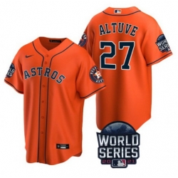 Men Houston Astros 27 Jose Altuve 2021 Orange World Series Cool Base Stitched Baseball Jersey