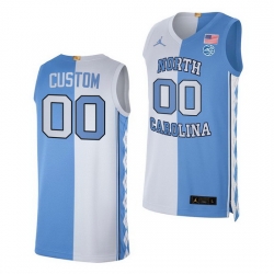 North Carolina Tar Heels Custom 2021 Blue White Split Edition Special Jersey