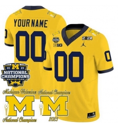 Men Women Youth Michigan Wolverines ACTIVE PLAYER Custom Yellow F U S E  CFP 2023 National Champions Patch Vapor Stitched Football Jersey Men Women Youth Michigan Wolverines ACTIVE PLAYER Custom Yellow F U S E  CFP 2023 National Champions Patch Vapor Stitched Football Jersey