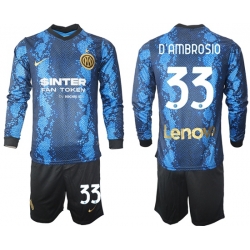 Men Inter Milan Long Sleeve Soccer Jerseys 504