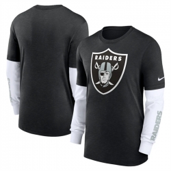 Men Las Vegas Raiders Heather Black Slub Fashion Long Sleeve T Shirt