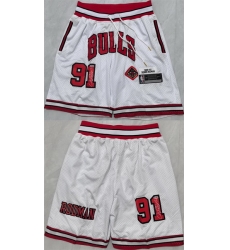 Men Chicago Bulls 91 Dennis Rodman White 2025 Shorts  