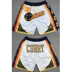 Men Golden State Warriors 30 Stephen Curry White Shorts