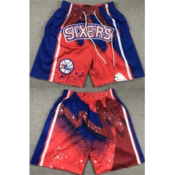 Men Philadelphia 76ers Red Blue Shorts  28Run Small 29