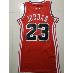 Women Chicago Bulls 23 Michael Jordan Dress Stitched Jersey Red II