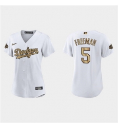 Women Los Angeles Dodgers 5 Freddie Freeman 2022 All Star White Stitched Baseball Jersey 